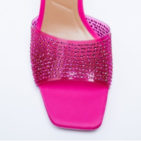 Zara SPARKLY VINYL PINK FUCHSIA SANDALS sz.8 - Picture 3 of 12